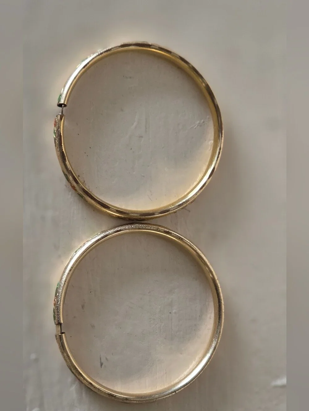 Gold Floral Enamel Bangle Bracelets